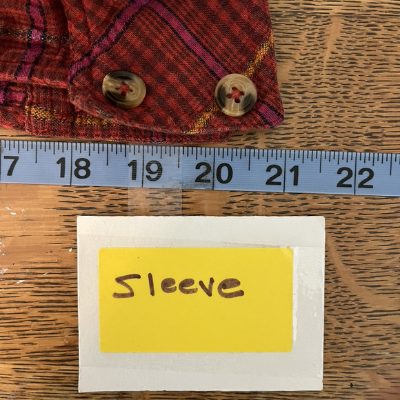 Free People XS Plaid Button Down Shirt Western Boho Grunge Top Gauzy Cotton - Picture 8 of 10